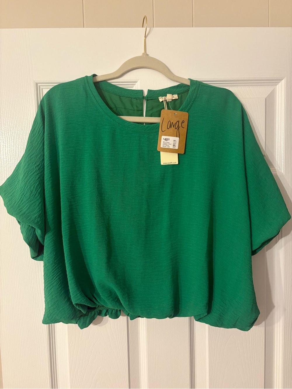 JODIFL Bright Emerald Green Short Sleeve Cropped Top